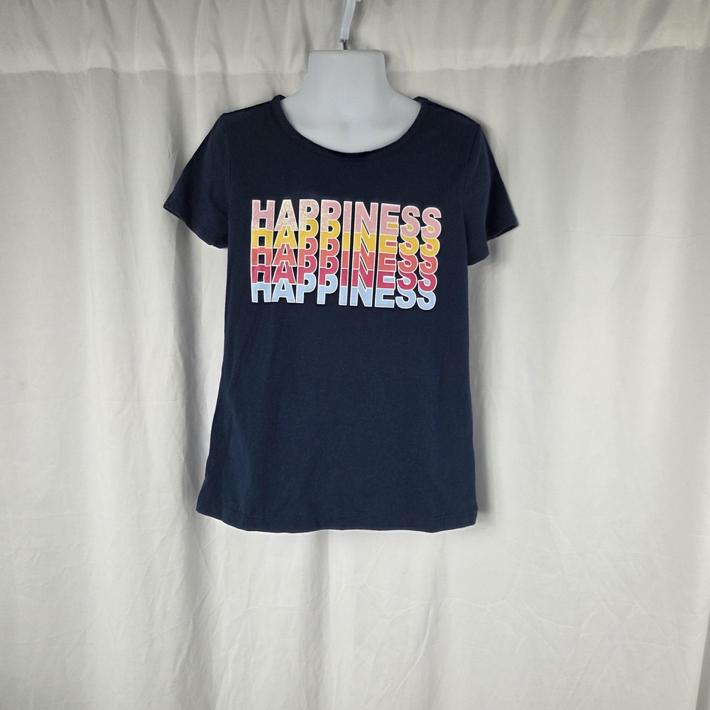 365KIDS From Garanimals Shirt Youth 7 Navy Blue Happiness Graphic Tee Kids